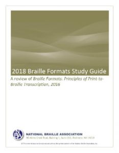 2018 Braille Formats Study Guide - Cover Image