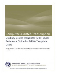 DBT Quick Reference Guide for BANA Template Users